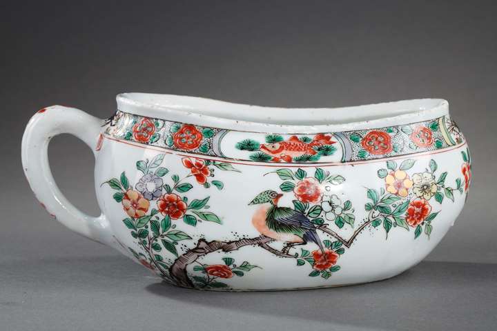 Bourdaloue  "Famille verte"  porcelain - decorated with birds and flowers  and with fish crab and shrimp